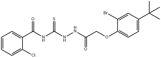 N-({2-[(2-bromo-4-tert-butylphenoxy)acetyl]hydrazino}carbonothioyl)-2-chlorobenzamide Struktur