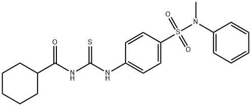 N-{[(4-{[methyl(phenyl)amino]sulfonyl}phenyl)amino]carbonothioyl}cyclohexanecarboxamide Struktur