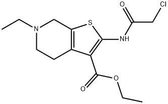 2-(2-Chloro-acetylamino)-6-ethyl-4,5,6,7-tetrahydro-thieno[2,3-c]pyridine-3-carboxylic acid ethyl ester Struktur