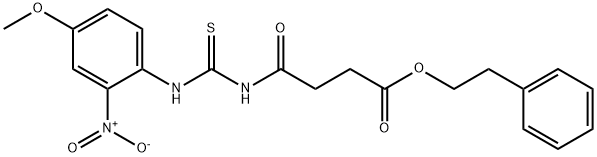 2-phenylethyl 4-({[(4-methoxy-2-nitrophenyl)amino]carbonothioyl}amino)-4-oxobutanoate Struktur