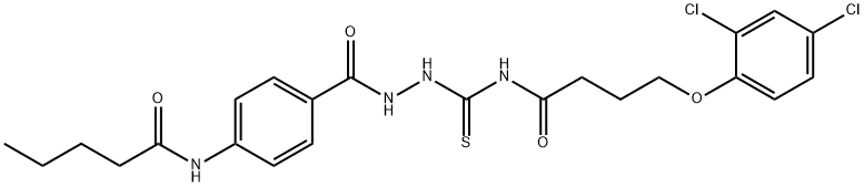 N-(4-{[2-({[4-(2,4-dichlorophenoxy)butanoyl]amino}carbonothioyl)hydrazino]carbonyl}phenyl)pentanamide Struktur