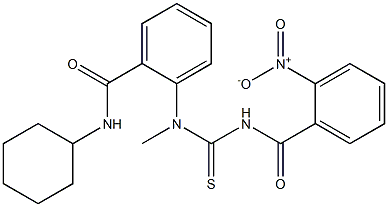 N-cyclohexyl-2-(methyl{[(2-nitrobenzoyl)amino]carbonothioyl}amino)benzamide Struktur