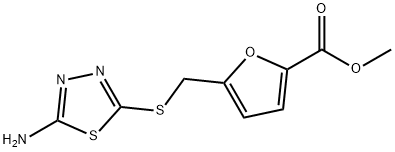 5-(5-Amino-[1,3,4]thiadiazol-2-ylsulfanylmethyl)-furan-2-carboxylic acid methyl ester Struktur