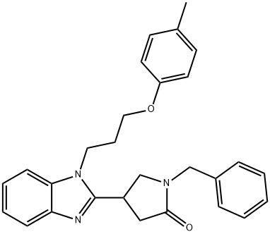 1-benzyl-4-(1-(3-(p-tolyloxy)propyl)-1H-benzo[d]imidazol-2-yl)pyrrolidin-2-one Struktur