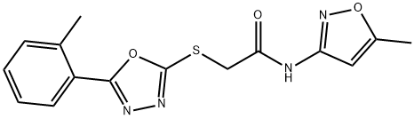 N-(5-methylisoxazol-3-yl)-2-((5-(o-tolyl)-1,3,4-oxadiazol-2-yl)thio)acetamide Struktur