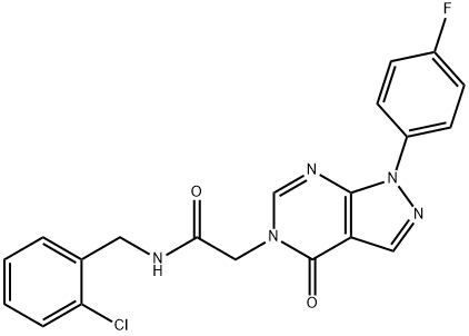 N-(2-chlorobenzyl)-2-(1-(4-fluorophenyl)-4-oxo-1,4-dihydro-5H-pyrazolo[3,4-d]pyrimidin-5-yl)acetamide Struktur