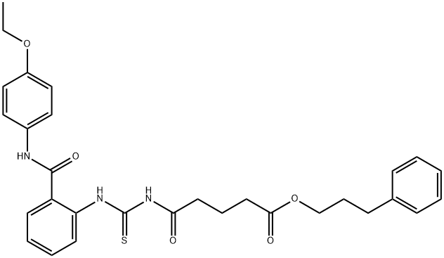 3-phenylpropyl 5-({[(2-{[(4-ethoxyphenyl)amino]carbonyl}phenyl)amino]carbonothioyl}amino)-5-oxopentanoate Struktur