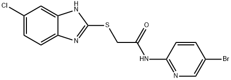 N-(5-bromopyridin-2-yl)-2-[(5-chloro-1H-benzimidazol-2-yl)sulfanyl]acetamide Struktur