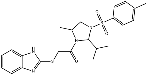 2-(1H-benzimidazol-2-ylsulfanyl)-1-{5-methyl-3-[(4-methylphenyl)sulfonyl]-2-(propan-2-yl)imidazolidin-1-yl}ethanone Struktur