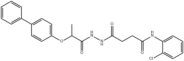 N-(2-chlorophenyl)-4-oxo-4-[2-[2-(4-phenylphenoxy)propanoyl]hydrazinyl]butanamide Struktur