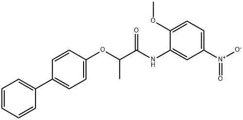 2-(4-biphenylyloxy)-N-(2-methoxy-5-nitrophenyl)propanamide Struktur