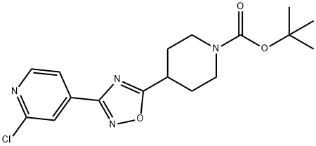 4-[3-(2-Chloro-pyridin-4-yl)-[1,2,4]oxadiazol-5-yl]-piperidine-1-carboxylic acid tert-butyl ester Struktur