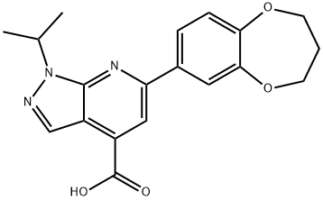 6-(3,4-Dihydro-2H-benzo[b][1,4]dioxepin-7-yl)-1-isopropyl-1H-pyrazolo[3,4-b]pyridine-4-carboxylic acid Struktur