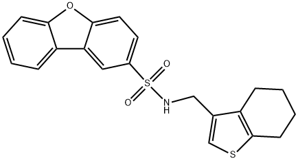 N-(4,5,6,7-tetrahydro-1-benzothiophen-3-ylmethyl)dibenzofuran-2-sulfonamide Struktur