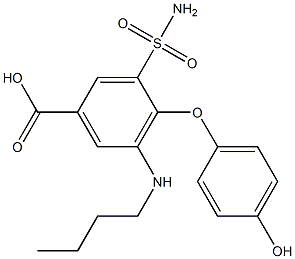 Benzoic acid, 3-(aminosulfonyl)-5-(butylamino)-4-(4-hydroxyphenoxy)- Struktur