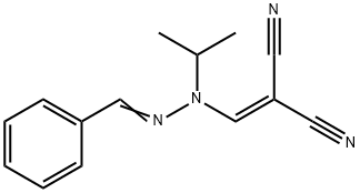 2-((2-benzylidene-1-isopropylhydrazinyl)methylene)malononitrile Struktur