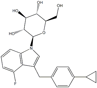 (2R,3R,4S,5S,6R)-2-[3-[(4-cyclopropylphenyl)methyl]-4-fluoroindol-1-yl]-6-(hydroxymethyl)oxane-3,4,5-triol Struktur