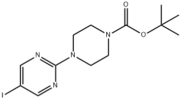 tert-butyl 4-(5-iodopyrimidin-2-yl)piperazine-1-carboxylate Struktur