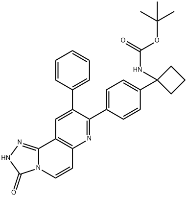 tert-butyl 1-(4-(3-hydroxy-9-phenyl-[1,2,4]triazolo[3,4-f][1,6]naphthyridin-8-yl)phenyl)cyclobutylcarbamate Struktur