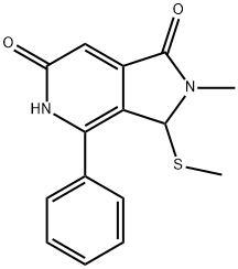 2-Methyl-3-methylsulfanyl-4-phenyl-3,5-dihydro-2H-pyrrolo[3,4-c]pyridine-1,6-dione Struktur