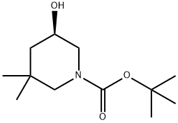 1-Piperidinecarboxylic acid, 5-hydroxy-3,3-dimethyl-, 1,1-dimethylethyl ester, (5R)- Struktur