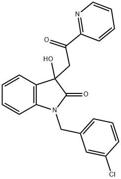 1-(3-chlorobenzyl)-3-hydroxy-3-[2-oxo-2-(2-pyridinyl)ethyl]-1,3-dihydro-2H-indol-2-one Struktur