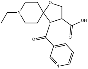 8-ethyl-4-(pyridine-3-carbonyl)-1-oxa-4,8-diazaspiro[4.5]decane-3-carboxylic acid Struktur