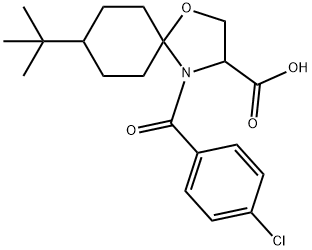 8-tert-butyl-4-(4-chlorobenzoyl)-1-oxa-4-azaspiro[4.5]decane-3-carboxylic acid Struktur