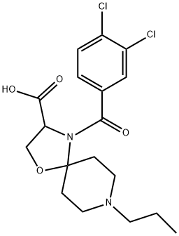 4-(3,4-dichlorobenzoyl)-8-propyl-1-oxa-4,8-diazaspiro[4.5]decane-3-carboxylic acid Struktur