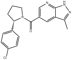 (S)-(2-(4-chlorophenyl)pyrrolidin-1-yl)(3-methyl-1H-pyrazolo[3,4-b]pyridin-5-yl)methanone Struktur