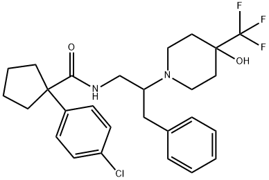 1-(4-chlorophenyl)-N-(2-(4-hydroxy-4-(trifluoromethyl)piperidin-1-yl)-3-phenylpropyl)cyclopentanecarboxamide Structure