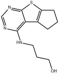 3-((6,7-dihydro-5H-cyclopenta[4,5]thieno[2,3-d]pyrimidin-4-yl)amino)propan-1-ol Struktur