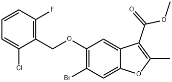 methyl 6-bromo-5-((2-chloro-6-fluorobenzyl)oxy)-2-methylbenzofuran-3-carboxylate Struktur