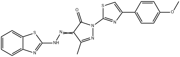 4-(1,3-benzothiazol-2-ylhydrazono)-2-[4-(4-methoxyphenyl)-1,3-thiazol-2-yl]-5-methyl-2,4-dihydro-3H-pyrazol-3-one Struktur