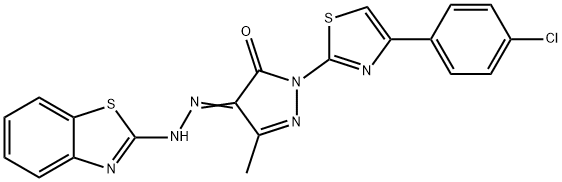 4-(1,3-benzothiazol-2-ylhydrazono)-2-[4-(4-chlorophenyl)-1,3-thiazol-2-yl]-5-methyl-2,4-dihydro-3H-pyrazol-3-one Struktur