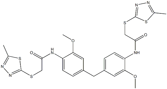 N,N'-[methanediylbis(2-methoxybenzene-4,1-diyl)]bis{2-[(5-methyl-1,3,4-thiadiazol-2-yl)sulfanyl]acetamide} Struktur