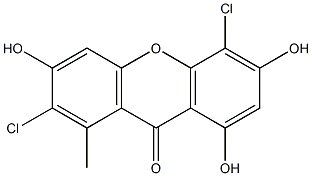 9H-Xanthen-9-one, 2,5-dichloro-3,6,8-trihydroxy-1-methyl- Struktur