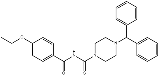 N-{[4-(diphenylmethyl)-1-piperazinyl]carbonothioyl}-4-ethoxybenzamide Struktur