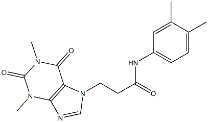 3-(1,3-dimethyl-2,6-dioxo-1,2,3,6-tetrahydro-7H-purin-7-yl)-N-(3,4-dimethylphenyl)propanamide Struktur