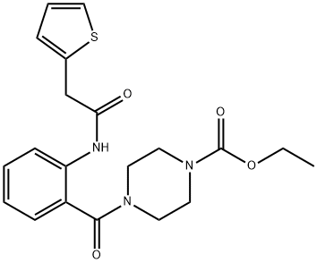 ethyl 4-({2-[(thiophen-2-ylacetyl)amino]phenyl}carbonyl)piperazine-1-carboxylate Struktur