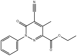 ethyl 5-cyano-4-methyl-6-oxo-1-phenyl-1,6-dihydropyridazine-3-carboxylate Struktur