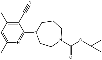 tert-butyl 4-(3-cyano-4,6-dimethylpyridin-2-yl)-1,4-diazepane-1-carboxylate Struktur