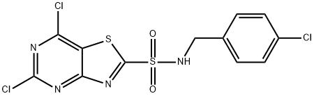 5,7-DICHLORO-N-(4-CHLOROBENZYL)THIAZOLO[4,5-D]PYRIMIDINE-2-SULFONAMIDE Struktur