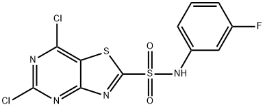 5,7-DICHLORO-N-(3-FLUOROPHENYL)THIAZOLO[4,5-D]PYRIMIDINE-2-SULFONAMIDE Struktur