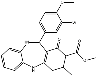 methyl 11-(3-bromo-4-methoxyphenyl)-3-methyl-1-oxo-2,3,4,5,10,11-hexahydro-1H-dibenzo[b,e][1,4]diazepine-2-carboxylate Struktur