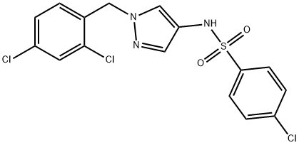 4-chloro-N-[1-[(2,4-dichlorophenyl)methyl]pyrazol-4-yl]benzenesulfonamide Struktur