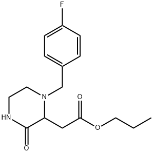 propyl [1-(4-fluorobenzyl)-3-oxo-2-piperazinyl]acetate Struktur