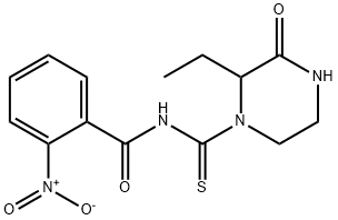 N-(2-ethyl-3-oxopiperazine-1-carbothioyl)-2-nitrobenzamide Struktur