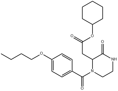 cyclohexyl [1-(4-butoxybenzoyl)-3-oxo-2-piperazinyl]acetate Struktur