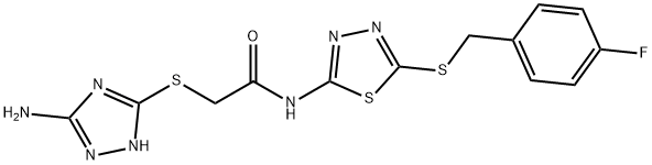 2-[(5-amino-1H-1,2,4-triazol-3-yl)sulfanyl]-N-[5-[(4-fluorophenyl)methylsulfanyl]-1,3,4-thiadiazol-2-yl]acetamide Struktur